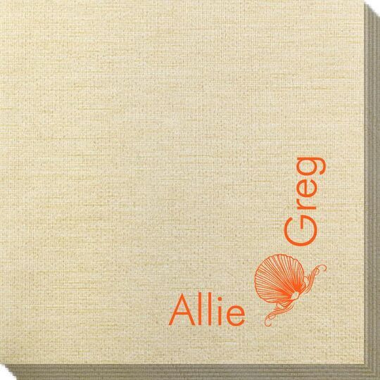 Corner Text with Shell Design Bamboo Luxe Napkins
